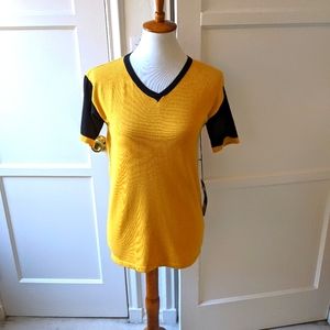 LF yellow and black v neck jersey NWT t shirt Sz M